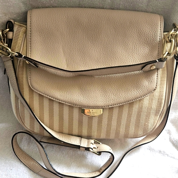 kate spade Handbags - New Kate Spade NY Mulberry St.  Alicia Leather Handbag Beige Stripes
